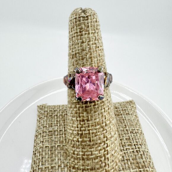 Vintage Pink Rhinestone Cocktail Ring Art Deco Revival Statement Glamour Regency - Picture 5 of 8